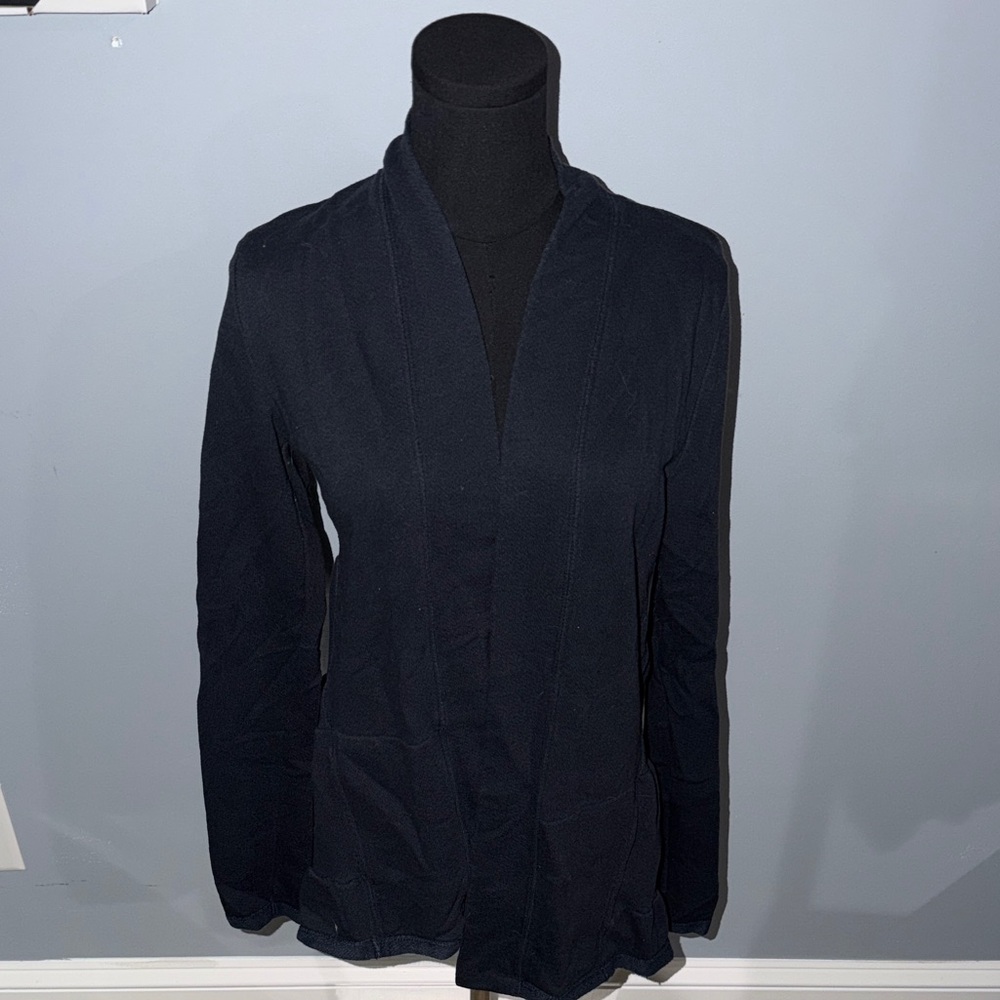 Anthropologie Black Ruffled Open Front Cardigan